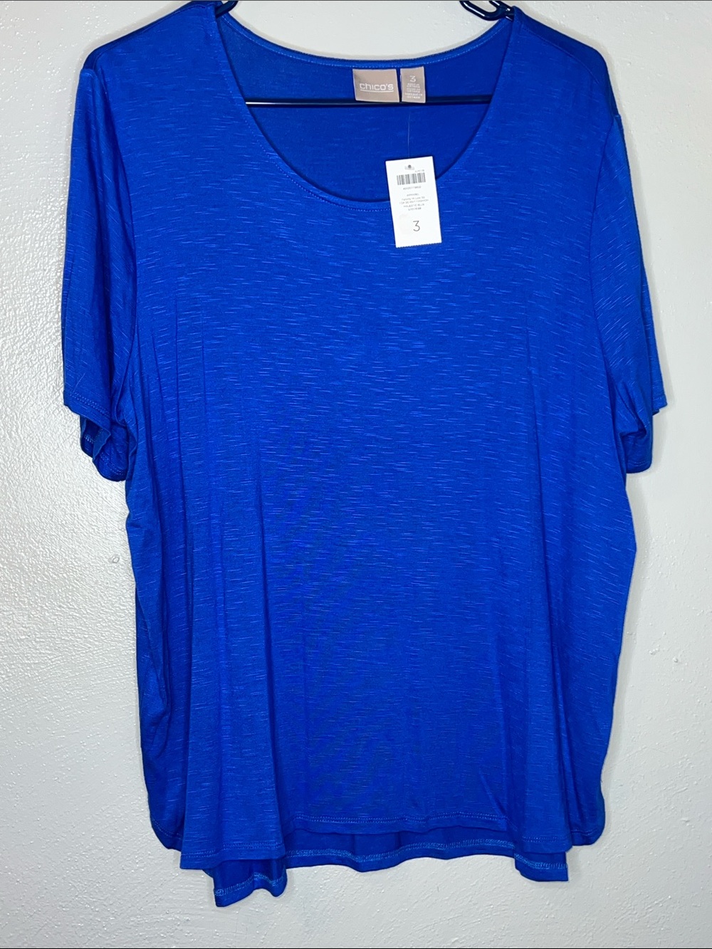 Chico's Bright Royal Blue Scoop Neck Short Sleeve Tee